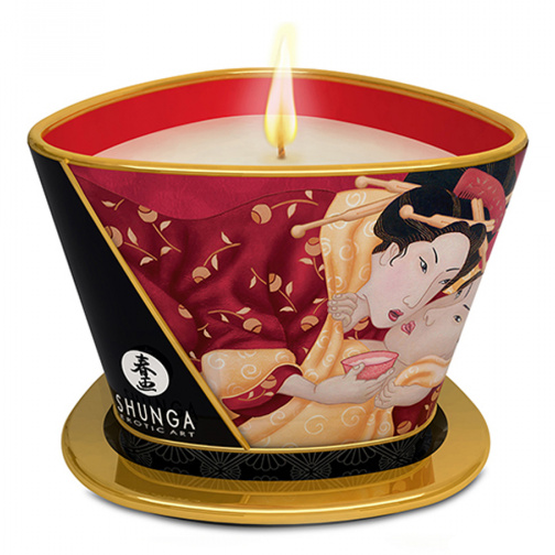 Shunga libido stimulující masážní svíčka Sparkling Strawberry (170ml)