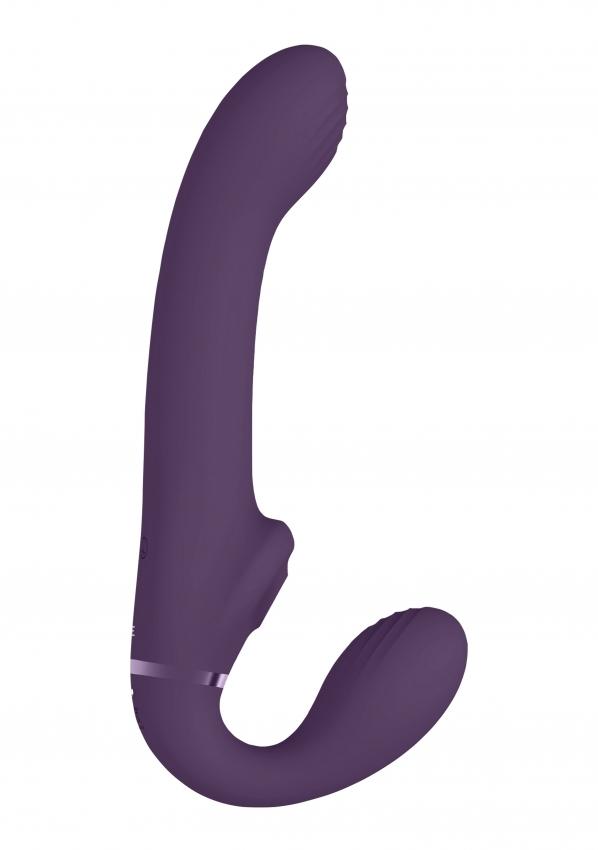 VIVE Ai Vibrační strap-on se stimulací klitorisu - fialový VIVE