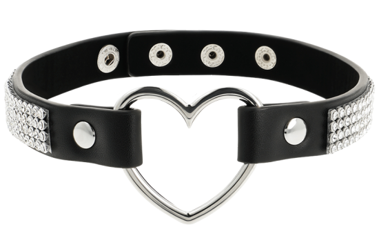COQUETTE CHIC DESIRE - VEGAN LEATHER CHOKER WITH HEART
