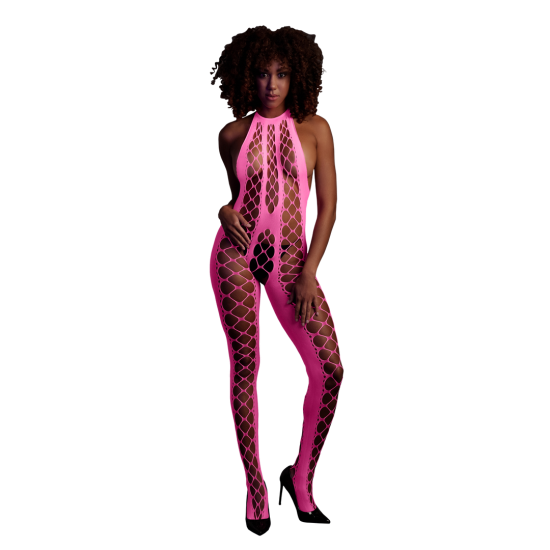 Bodystocking s halterneckem - Univerzální velikost - Neon růžová