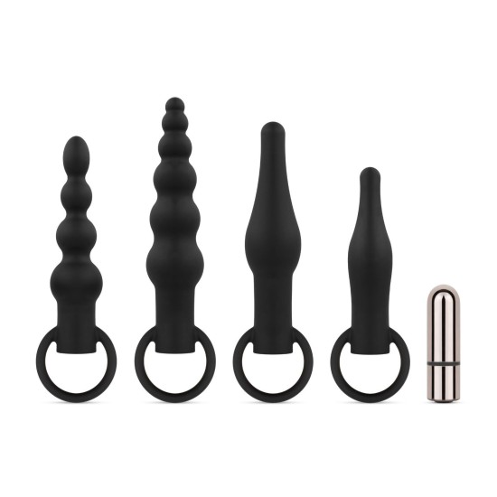 EASYTOYS ANAL COLLECTION Anální kolík sada s vibrační kuličkou - Černá