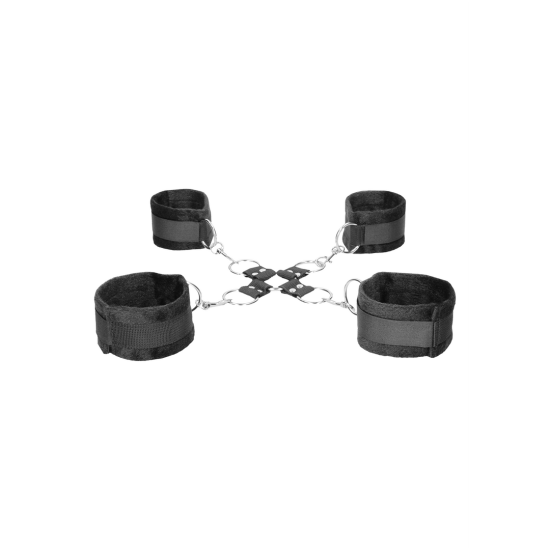 Křížová pouta s pouty na ruce a nohy na suchý zip