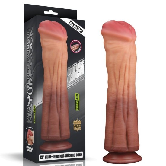 30 cm Dvouvrstvý Platinum Silikonový dildo