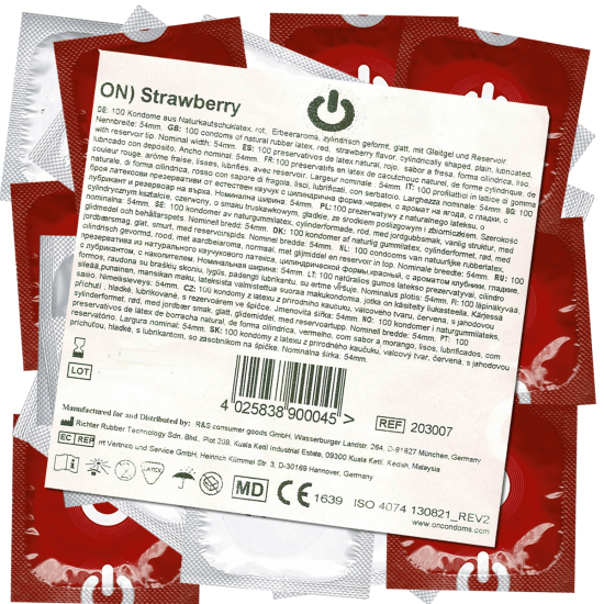 On) Bulk-Pack: Strawberry 100 red condoms