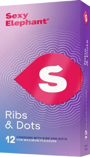 Sexy Elephant – vroubkované kondomy Ribs & Dots (12 ks)