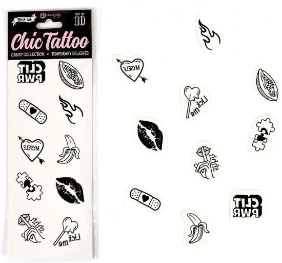 Chic Tattoo SET of 10 TEMPORARY TATTOOS - CANDY COLLECTION