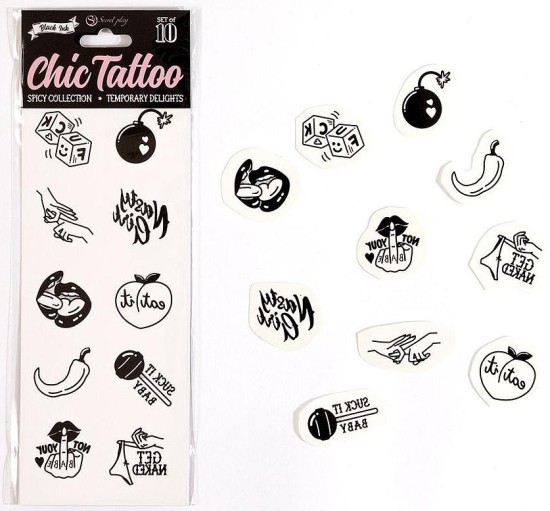 Chic Tattoo SET of 10 TEMPORARY TATTOOS - SPICY COLLECTION