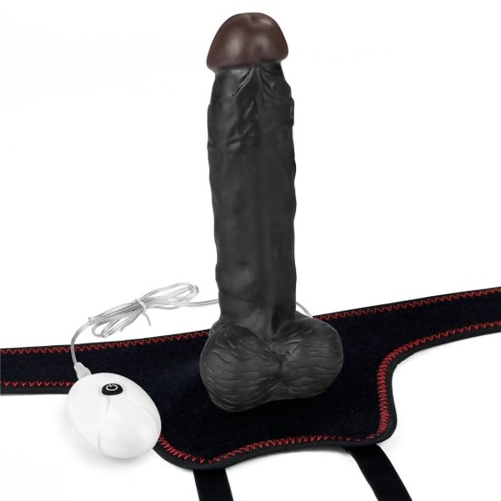 Vibrační snadný strapon set 19 cm černý