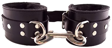 ROUGE Leather Ankle Cuffs With Faux Fur Lining Black on Black