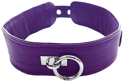 ROUGE Leather Plain Collar with Removeable O-Ring Purple