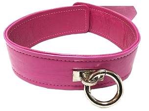 ROUGE Leather Plain Collar with Removeable O-Ring Pink