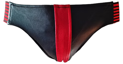 ROUGE Leather Jocks with Stripe Black/Red