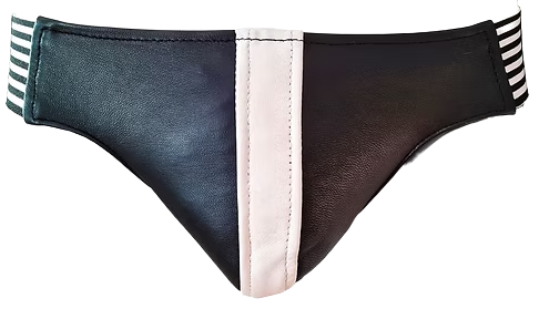 ROUGE Leather Jocks with Stripe Black/White