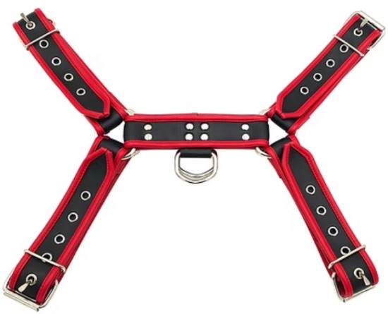 ROUGE PVC O.T.H Front Harness Black with Red Piping S/M