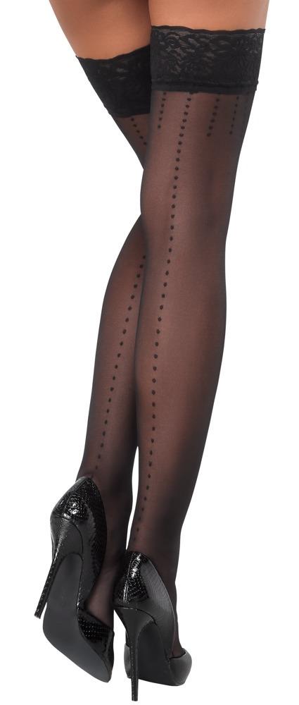Cottelli Legwear Samodržící punčochy - černé: 4 (L) Cottelli Collection