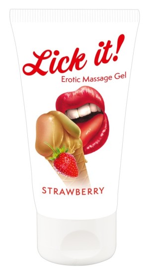 Masážní gel Lick it! Jahoda 50 ml