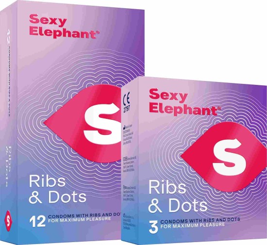 Sexy Elephant – vroubkované kondomy Ribs & Dots 1 ks