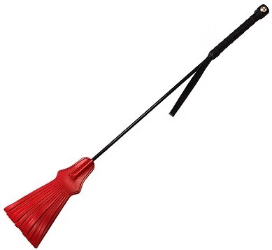 ROUGE Leather Tasselled Riding Crop Red