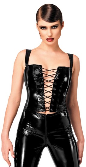 NOIR F379 Dominae Frontbind PVC corset top L
