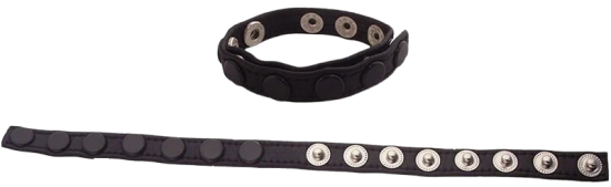 ROUGE Leather Single Multi Snap Cock Strap with Silver Buttons