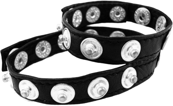 ROUGE Leather Double Multi Snap Cock Strap with Silver Buttons